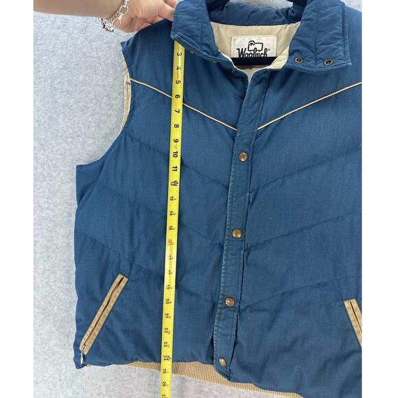 Vintage Woolrich Men's sz L/XL Goose Down Puffer Vest Snap Closure 80s 90s Navy - Picture 7 of 7